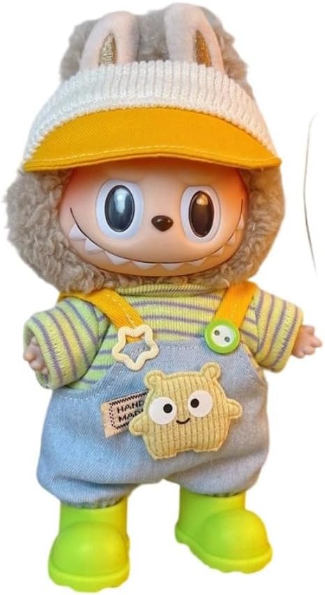 衣服のみ 17cmの人形に適しています 交換セット L Labubu 服ぬいぐるみ 対応 手作り デニムオーバーオール＆帽子セットL labubu clothes 手工製作アクセサリー かわいい ドール服 (LBB-72) [並行輸入品]