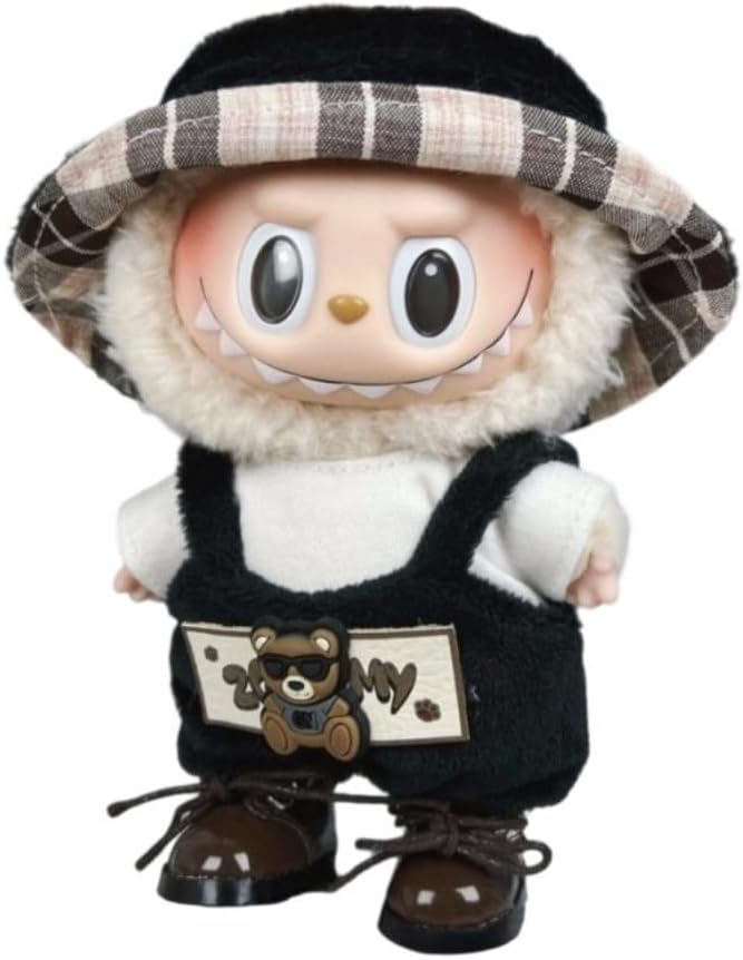 衣服のみ 17cmの人形に適しています 交換セット L Labubu 服ぬいぐるみ 対応 手作り デニムオーバーオール＆帽子セットL labubu clothes 手工製作アクセサリー かわいい ドール服 (LBB-72) [並行輸入品]