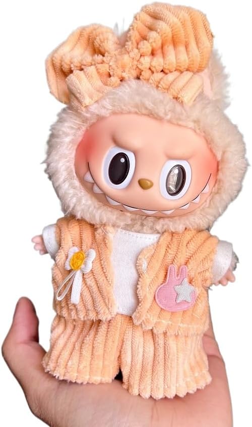 衣服のみ 17cmの人形に適しています 交換セット L Labubu 服ぬいぐるみ 対応 手作り デニムオーバーオール＆帽子セットL labubu clothes 手工製作アクセサリー かわいい ドール服 (LBB-72) [並行輸入品]