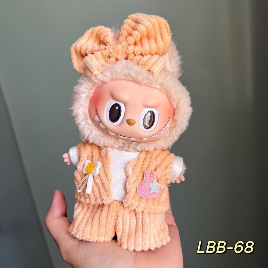 衣服のみ 17cmの人形に適しています 交換セット L Labubu 服ぬいぐるみ 対応 手作り デニムオーバーオール＆帽子セットL labubu clothes 手工製作アクセサリー かわいい ドール服 (LBB-72) [並行輸入品]