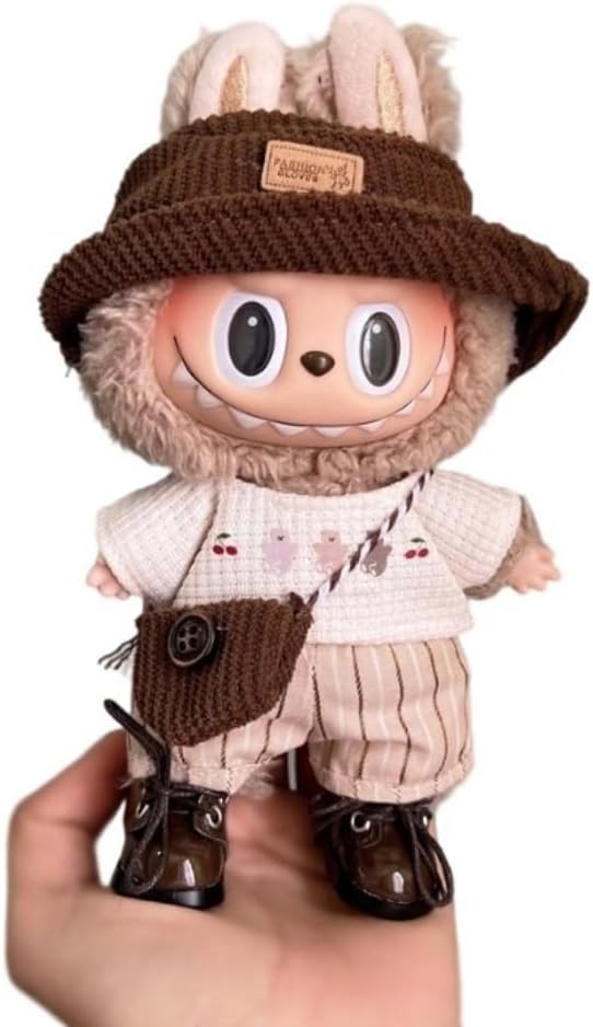 衣服のみ 17cmの人形に適しています 交換セット L Labubu 服ぬいぐるみ 対応 手作り デニムオーバーオール＆帽子セットL labubu clothes 手工製作アクセサリー かわいい ドール服 (LBB-72) [並行輸入品]