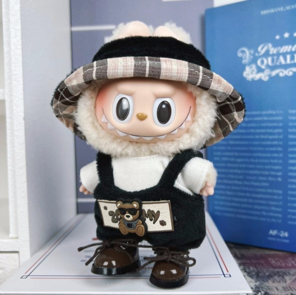 衣服のみ 17cmの人形に適しています 交換セット L Labubu 服ぬいぐるみ 対応 手作り デニムオーバーオール＆帽子セットL labubu clothes 手工製作アクセサリー かわいい ドール服 (LBB-72) [並行輸入品]