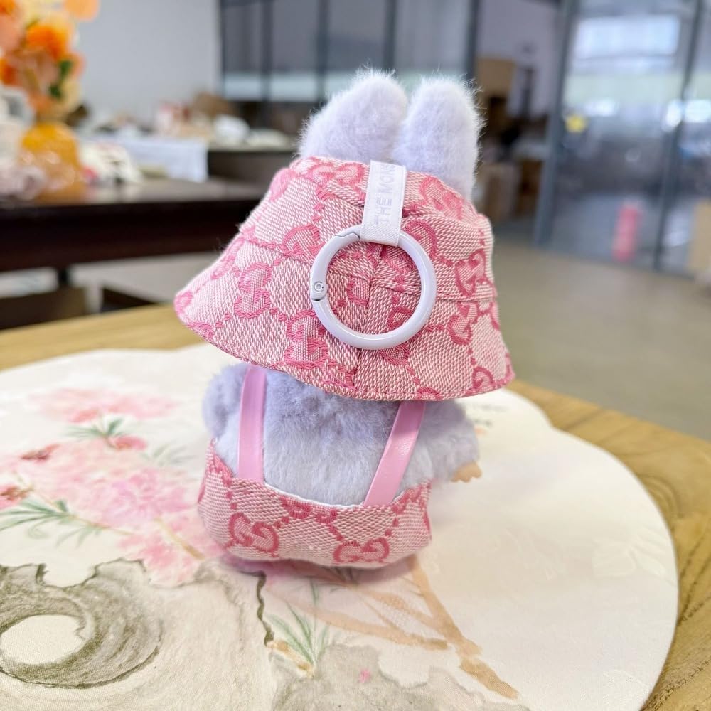 Labubu 服 Labubuぬいぐるみ 対応 手作り デニムオーバーオール＆帽子セット labubu clothes 手工製作 Labubu アクセサリー かわいい ドール服 (ブルーP,2点セット)