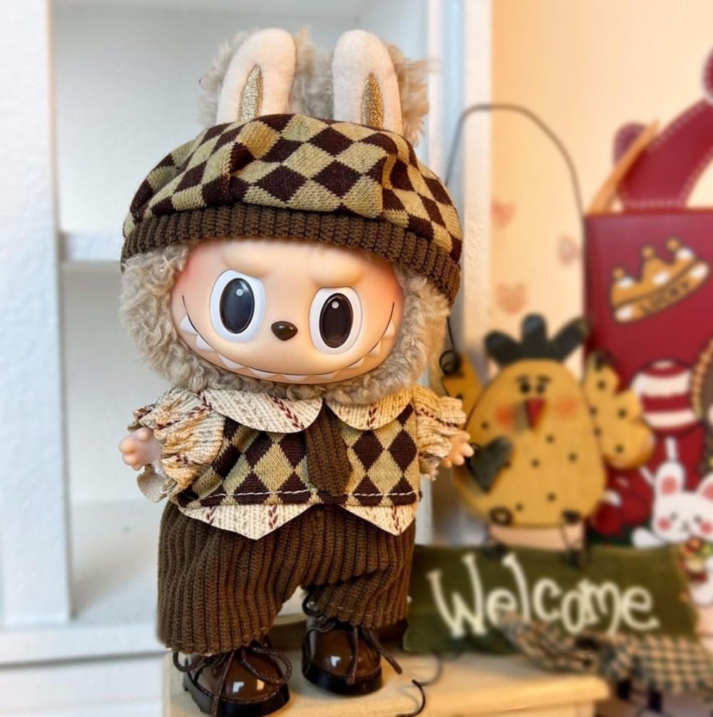 衣服のみ 17cmの人形に適しています 交換セット L Labubu 服ぬいぐるみ 対応 手作り デニムオーバーオール＆帽子セットL labubu clothes 手工製作アクセサリー かわいい ドール服 (LBB-72) [並行輸入品]