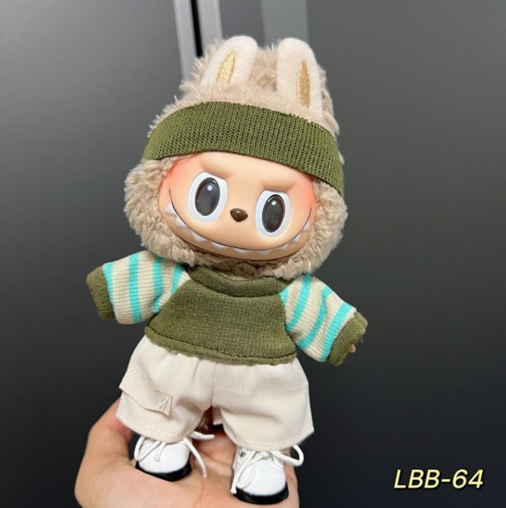 衣服のみ 17cmの人形に適しています 交換セット L Labubu 服ぬいぐるみ 対応 手作り デニムオーバーオール＆帽子セットL labubu clothes 手工製作アクセサリー かわいい ドール服 (LBB-76) [並行輸入品]