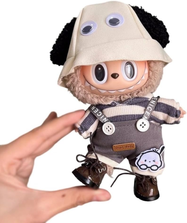 衣服のみ 17cmの人形に適しています 交換セット L Labubu 服ぬいぐるみ 対応 手作り デニムオーバーオール＆帽子セットL labubu clothes 手工製作アクセサリー かわいい ドール服 (LBB-72) [並行輸入品]