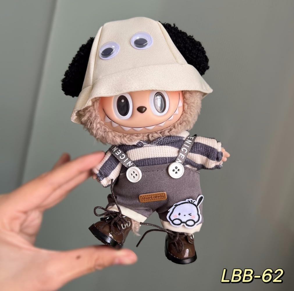 衣服のみ 17cmの人形に適しています 交換セット L Labubu 服ぬいぐるみ 対応 手作り デニムオーバーオール＆帽子セットL labubu clothes 手工製作アクセサリー かわいい ドール服 (LBB-72) [並行輸入品]