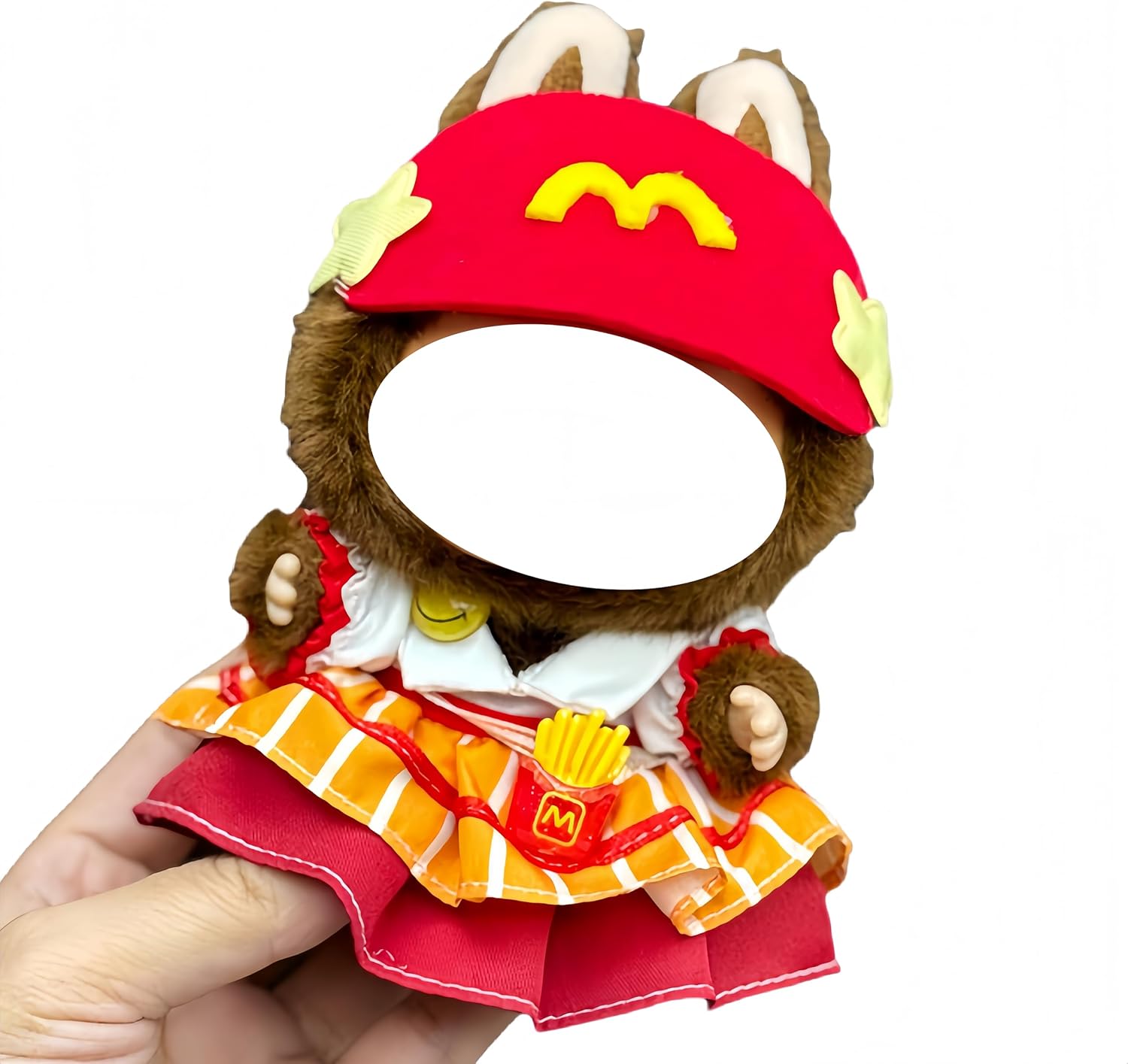 Labubu 服 Labubuぬいぐるみ 対応 手作り デニムオーバーオール＆帽子セット labubu clothes 手工製作 Labubu アクセサリー かわいい ドール服 (11, 17cm)